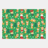 可愛いオレンジ虎猫クリスマスラッピング紙シート ラッピングペーパーシート (正面3)