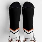 可愛いオレンジ、白、黒応援 ソックス (上部)