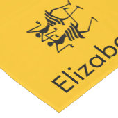 可愛いオレンジ、黒シルエットお祝い ショートテーブルランナー (コーナー)