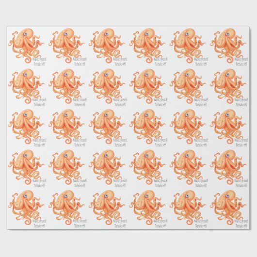 可愛いオレンパーソナライズされたジタコの触手 ラッピングペーパー (フラット)