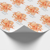 可愛いオレンパーソナライズされたジタコの触手 ラッピングペーパー (角)