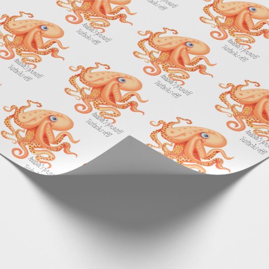 可愛いオレンパーソナライズされたジタコの触手 ラッピングペーパー (角)
