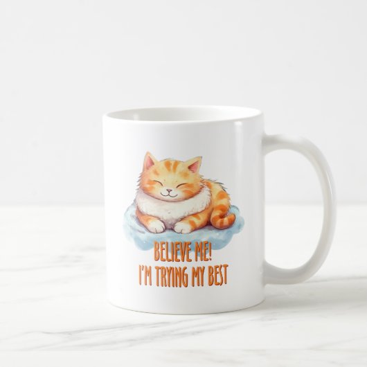 可愛いオレン最高のジ猫を試す コーヒーマグカップ (右)