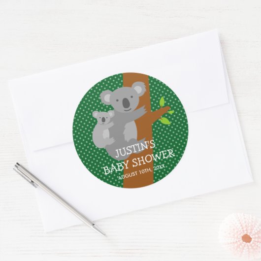 可愛いオーストラリアのコアラはベビーシャワーのシール ラウンドシール (封筒)