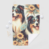 可愛いオーストラリアのシェパード絵画ヴィンテージ ゴルフタオル (インサイチュ)