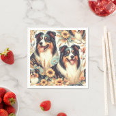 可愛いオーストラリアのシェパード絵画ヴィンテージ スタンダードカクテルナプキン (インサイチュ)