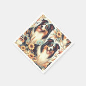 可愛いオーストラリアのシェパード絵画ヴィンテージ スタンダードカクテルナプキン (角)