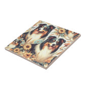 可愛いオーストラリアのシェパード絵画ヴィンテージ タイル (側面)