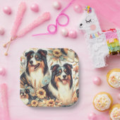 可愛いオーストラリアのシェパード絵画ヴィンテージ ペーパープレート (パーティー)