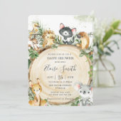 可愛いオーストラリアの動物の木の緑の赤ちゃんシャワー 招待状 (スタンド正面)