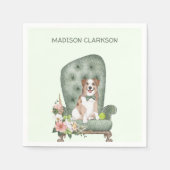 可愛いオーストラリアの羊飼いオンチェア スタンダードカクテルナプキン (正面)