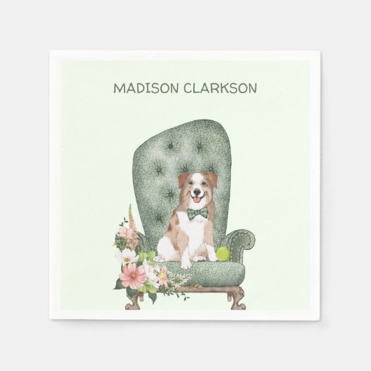 可愛いオーストラリアの羊飼いオンチェア スタンダードカクテルナプキン (正面)