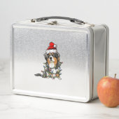 可愛いオーストラリアの羊飼いサンタ・クリスマスツリー メタルランチボックス (インサイチュ)