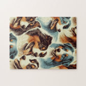 可愛いオーストラリアの羊飼いシームレス ジグソーパズル (横)