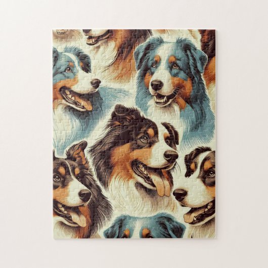 可愛いオーストラリアの羊飼いシームレス ジグソーパズル (縦)