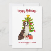 可愛いオーストラリアの羊飼い犬の家族のクリスマス シーズンカード (正面)