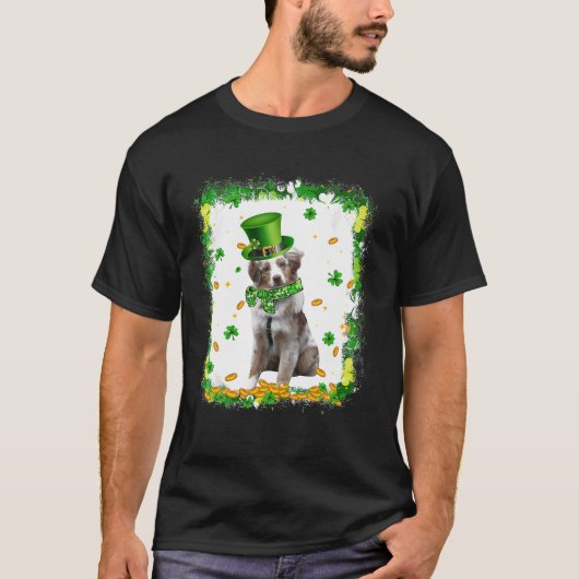 可愛いオーストラリアの羊飼い犬St patricks dayアイルランド Tシャツ (正面)