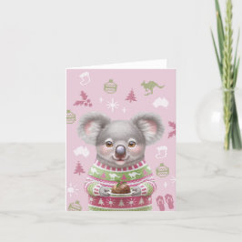 可愛いオーストラリア動物クリスマスカード – コアラ シーズンカード