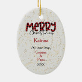 可愛いオーストラリア牛の犬のクリスマスホリー セラミックオーナメント (裏面)