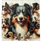 可愛いオーストラリア絵を描羊飼い シャワーカーテン (正面)