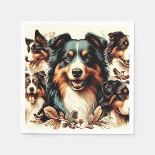 可愛いオーストラリア絵を描羊飼い スタンダードカクテルナプキン (正面)