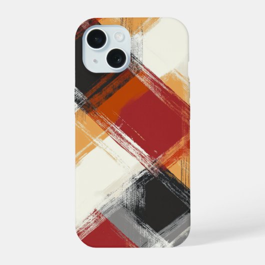 可愛いオータム・チェック柄 iPhone 15ケース (裏面)