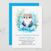 可愛いオーター魅惑お洒落男の子のシャワー 招待状 (正面/裏面)