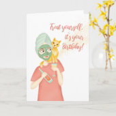 可愛いオートリート自分自身の誕生日カード カード (黄色い花)