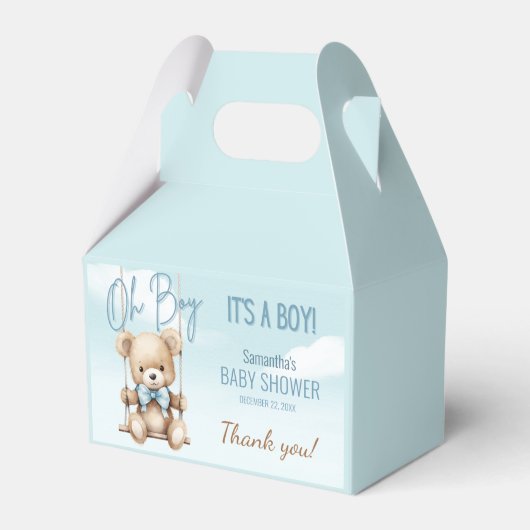 可愛いオーボーイ男の子ベビーサンキューベイビーシャワー フェイバーボックス (裏面サイド)