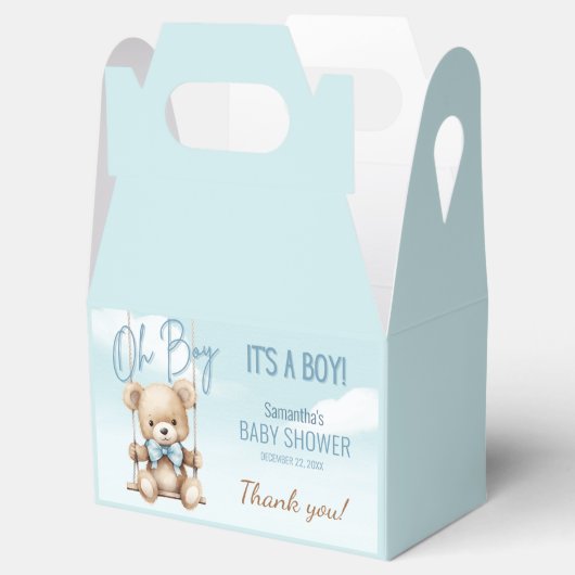可愛いオーボーイ男の子ベビーサンキューベイビーシャワー フェイバーボックス (オープン)