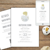 可愛いオールインワン孵化すぐ恐竜の赤ちゃんシャワー 招待状