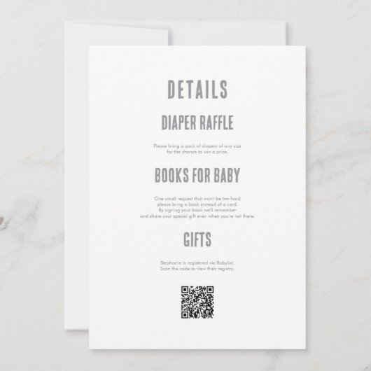 可愛いオールインワン孵化すぐ恐竜の赤ちゃんシャワー 招待状 (裏面)