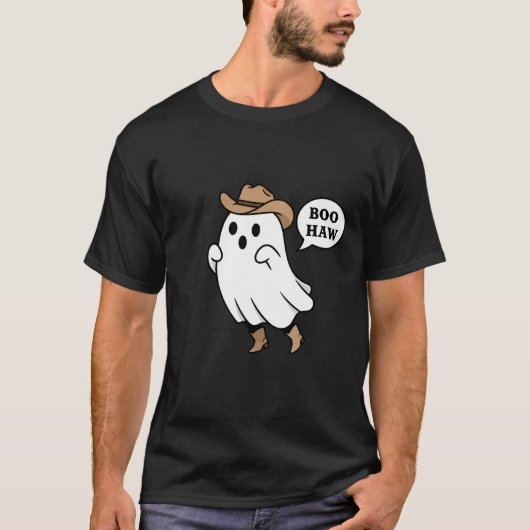 可愛いカウボーイの幽霊の駄洒落 "ブー・ホー" Tシャツ (正面)