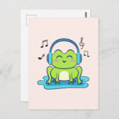 可愛いカエル聞が音楽に ポストカード (正面/裏面)