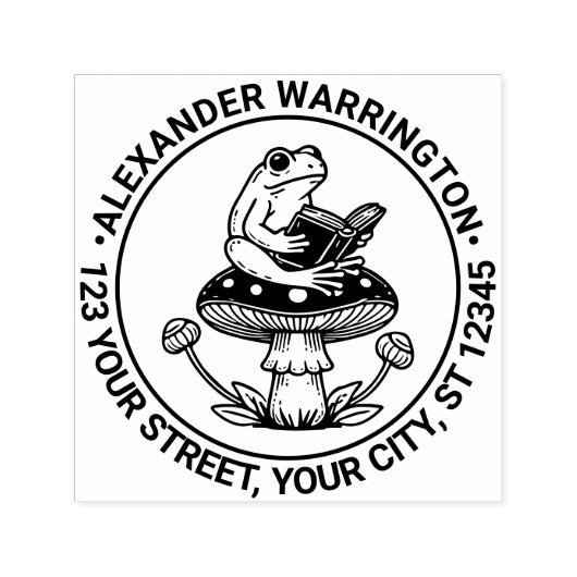 可愛いカエル読の名前差出人住所 セルフインキングスタンプ (デザイン)