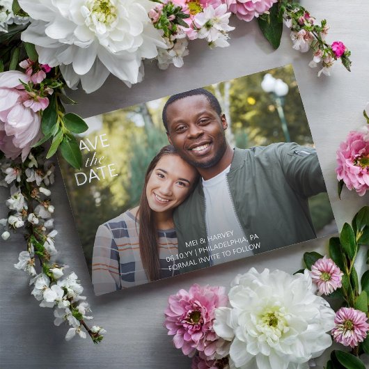 可愛いカジュアル写真の結婚式デートを保存 ポストカード