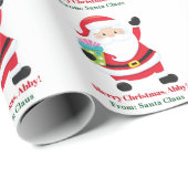 可愛いカスタマイズサンタクラースの子供のクリスマス ラッピングペーパー (ロールコーナー)