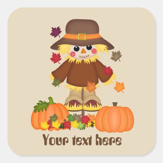 可愛いカスタマイズ可能なかかし季節の秋シール スクエアシール (正面)