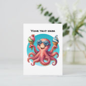 可愛いカスタマイズ可能なタコアイスクリーム ポストカード (スタンド正面)