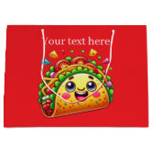 可愛いカスタマイズ可能なタコパーティー ラージペーパーバッグ (正面)