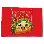 可愛いカスタマイズ可能なタコパーティー ラージペーパーバッグ (裏面)