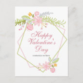 可愛いカスタマイズ可能なハッピーバレンタインデーピンクフローラ ポストカード (正面)