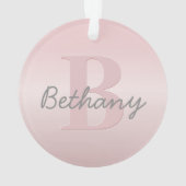可愛いカスタマイズ可能なピンクのモノグラム&あなたの名前スクリプト オーナメント (裏面)