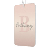 可愛いカスタマイズ可能なピンクのモノグラム&あなたの名前スクリプト カーエアーフレッシュナー (左)