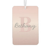 可愛いカスタマイズ可能なピンクのモノグラム&あなたの名前スクリプト カーエアーフレッシュナー (裏面)