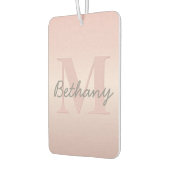 可愛いカスタマイズ可能なピンクのモノグラム&あなたの名前スクリプト カーエアーフレッシュナー (左)