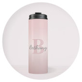 可愛いカスタマイズ可能なピンクのモノグラム&あなたの名前スクリプト タンブラー