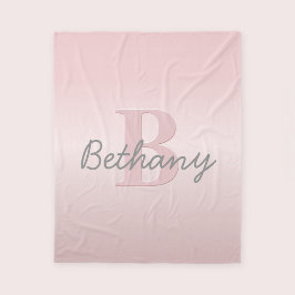可愛いカスタマイズ可能なピンクのモノグラム&あなたの名前スクリプト フリースブランケット