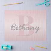 可愛いカスタマイズ可能なピンクのモノグラム&あなたの名前スクリプト 薄葉紙 (クラフト)