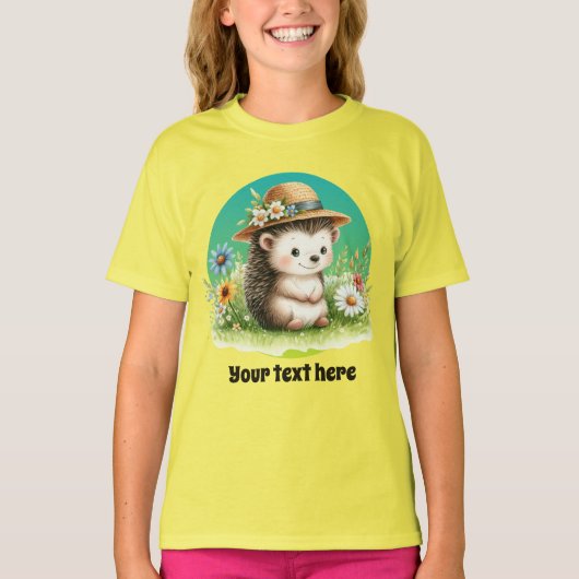 可愛いカスタマイズ可能なヘッジホッグの女の子 Tシャツ (正面)
